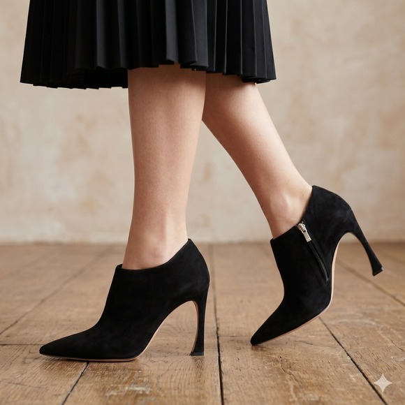 Christian Dior Shoes - Christian Dior Boots Womens 38.5 Black Suede Pointed Toe Stiletto Ankle Booties